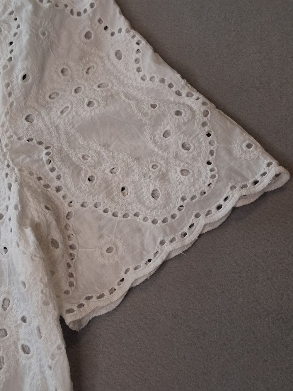 Jennifer & Grace White Eyelet Embroidered Cotton Blouse Top Sz M Boho Cotton - Picture 5 of 8